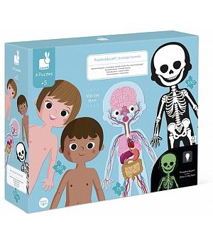 Janod J02681 - Puzzles Educativos Infantiles El Cuerpo Humano 50 a 100 Piezas - Anatomía - A Partir de los 5 años